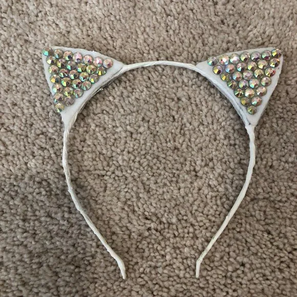 NWOT Kids' Women's Cat Ears Headbands (2) with 3 Soft Plush Scrunchies - Picture 4 of 9